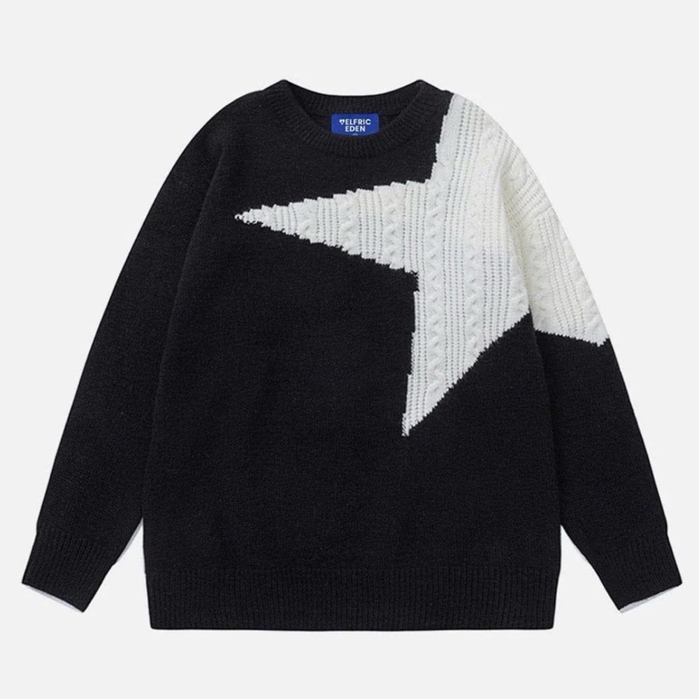 NWT-Aelfric Eden Black and White Star Sweater - Size Medium